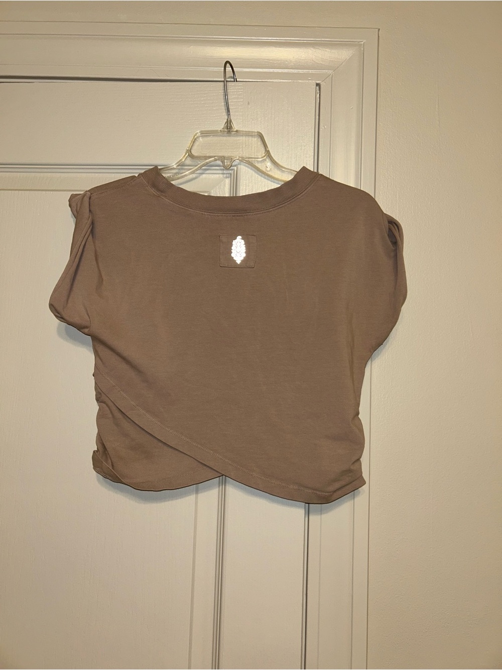 Free People Taupe Cropped Wrap-Back Top